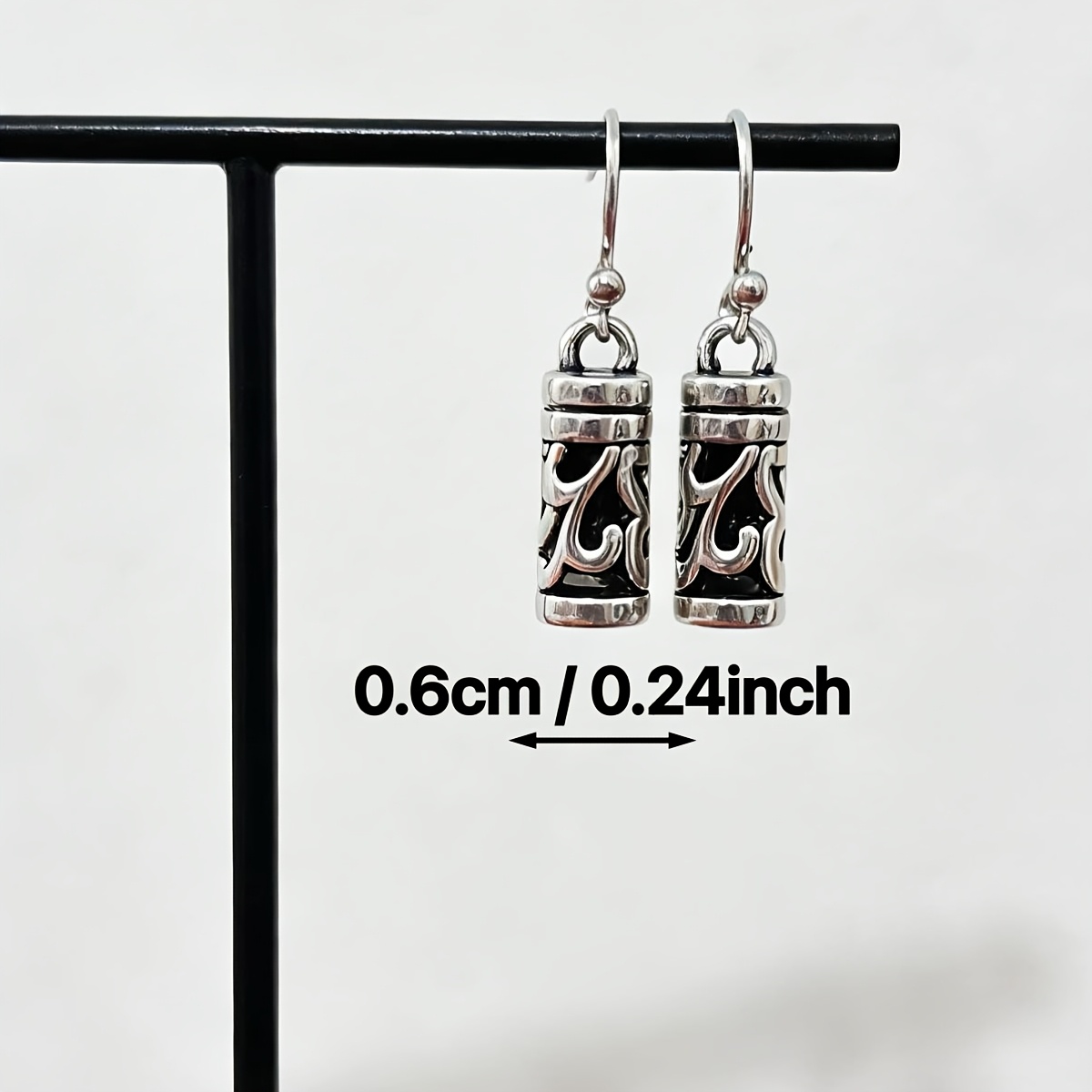 Vintage Bohemian Distressed Hollow Cylindrical Drop Earrings